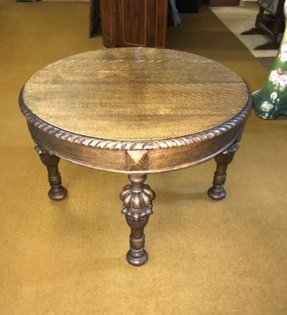 Antique Carved Oak Occasional / Coffee Table with Pineapple Carved Legs