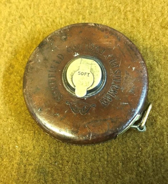 Vintage Chesterman's Leather & Brass Tape Measure 50 Feet