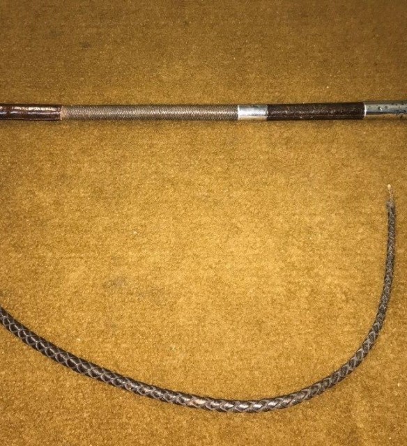 Vintage Silver Mounted Stag Horn Riding Crop / Whip Hallmarked F Narborough Birmingham 1932