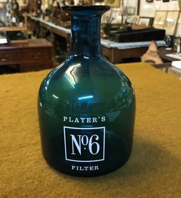 Vintage Players No6 Cigarettes Decanter Green Glass