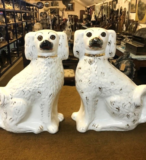 Pair of Staffordshire Pottery Spaniels "Wally Dogs"