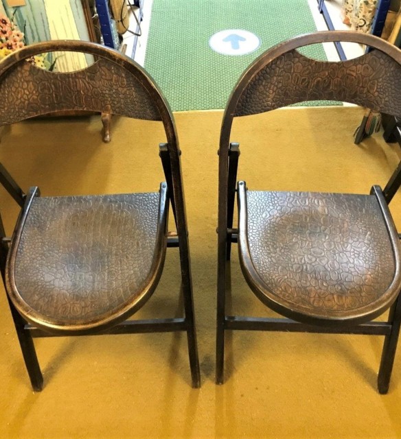 Pair Bentwood Folding Chairs