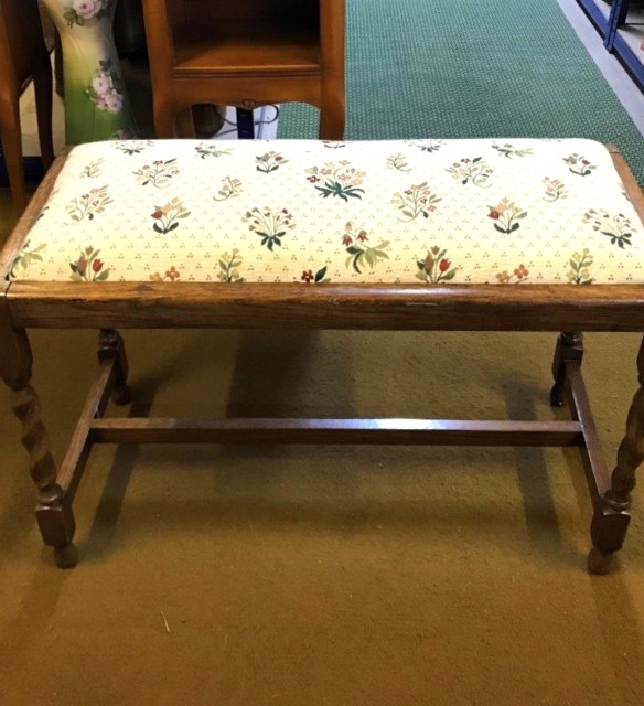 Arts & Crafts Oak Double Seat Fireside Stool