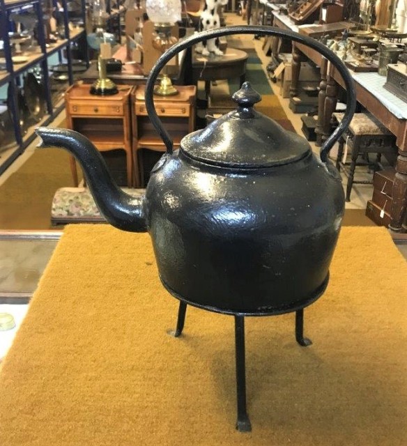 Antique Cast Iron Kettle on Stand
