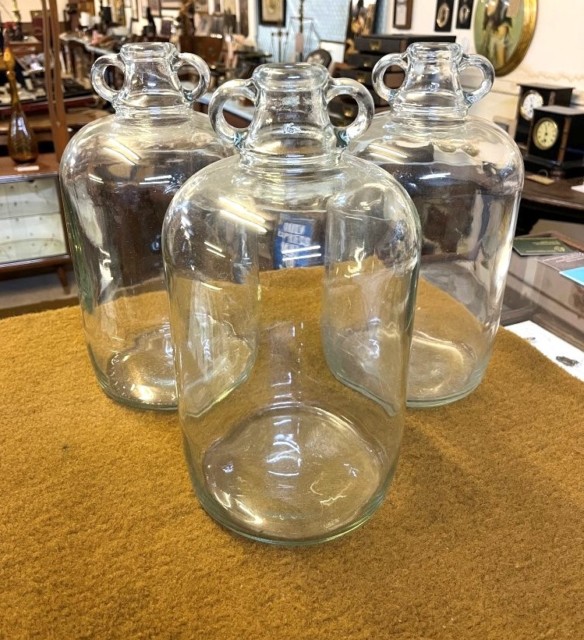 Vintage Glass 1 Gallon Demi John Flagons (Set of 3)