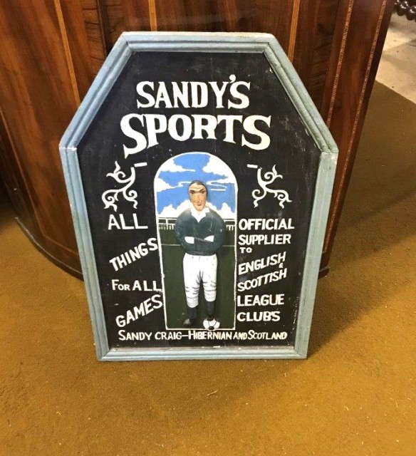 Vintage Wooden "Sandy's Sports" Advertising Sign