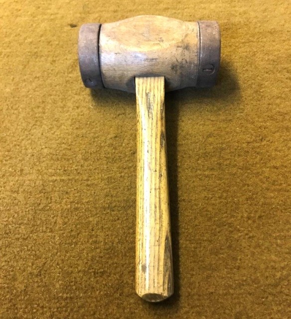 Vintage Wood & Metal Bound Mallet