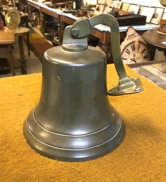 Vintage Large Brass Wall Mounted Bell Bar Closing Time / Yard / Ships Bell