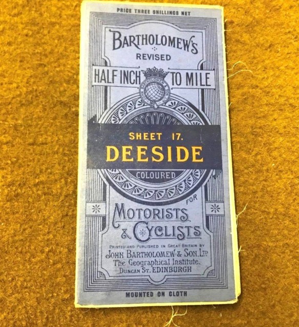 Rare Cloth Bartholomew's Map of Deeside for Motorists and Cyclists