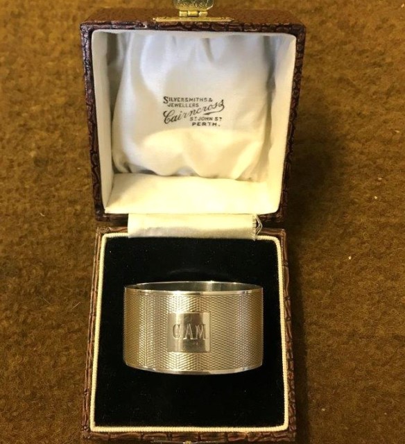 Vintage Sterling Silver Napkin Ring Monogramed CAM