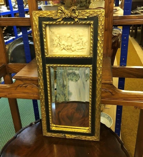 Vintage Dutch Bevelled Glass Wall Mirror in a Gilded Wood Frame