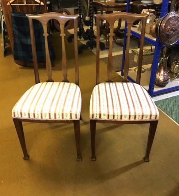 Antique Pair of Chippendale Style Mahogany Side Chairs