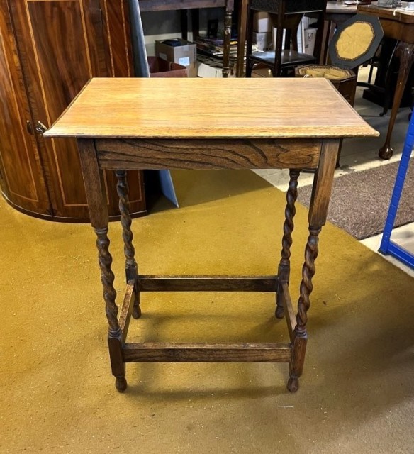 Antique Oak Rectangular Occasional Table with Barley Twist Legs