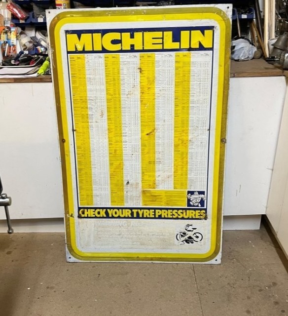 Vintage Michelin Check My Tyre Pressure Chart