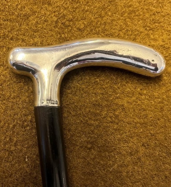 Antique Sterling Silver Clutch Handle Walking Stick