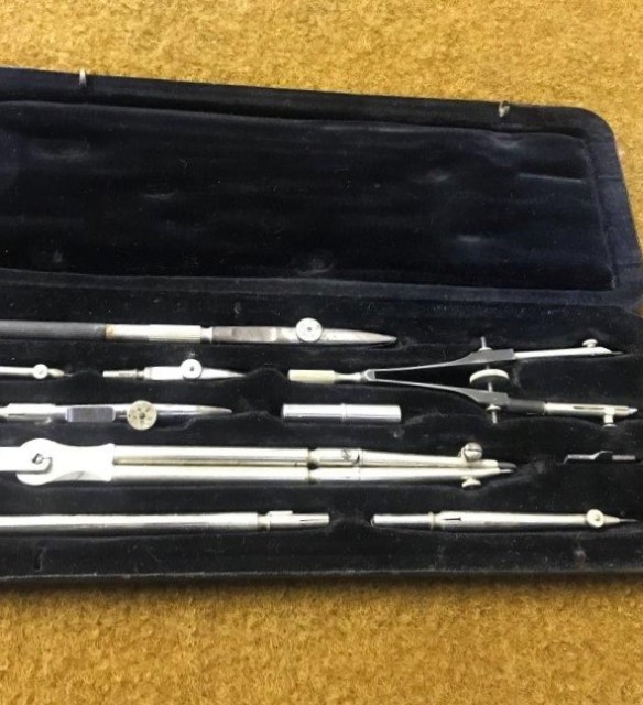 Vintage Reifler Cartographer's Drawing Instrument Set Made by C Reifler, Nesselwang & Munchen