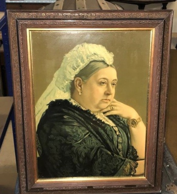 Lithograph Print Seated Widowed Queen Victoria