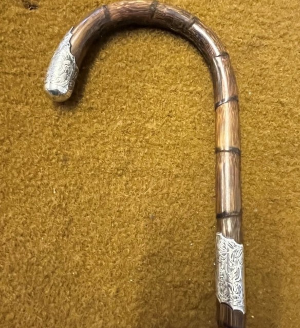 Antique Sterling Silver Mounted Partridgewood Walking Stick