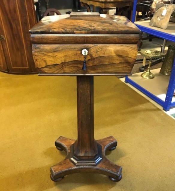 Antique Rosewood Teapoy / Work Box Circa Mid 19th C