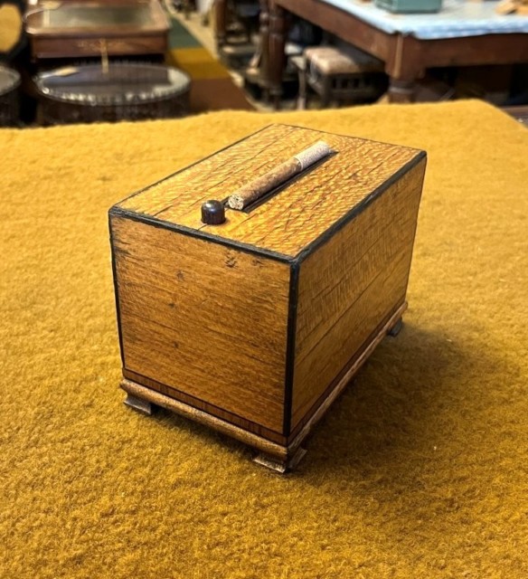 Art Deco Satinwood Spring Loaded Cigarette Dispenser