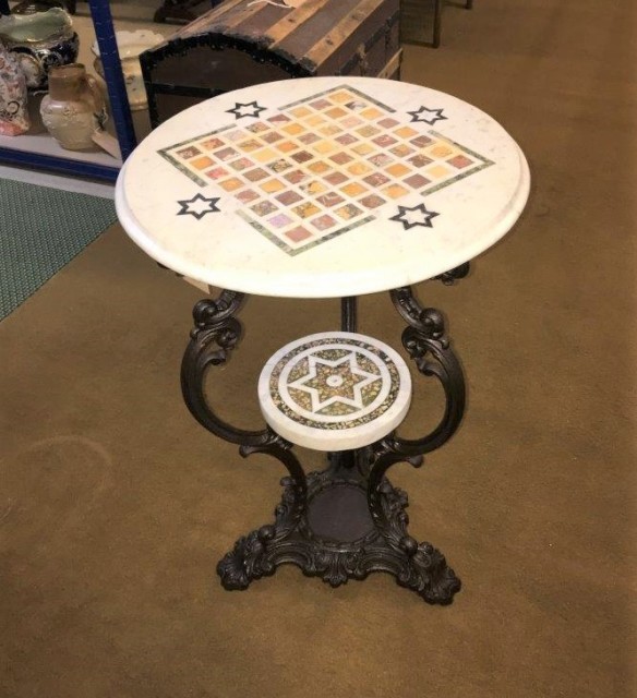 Cast Iron Marble Top Table