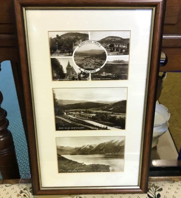 Framed Set of 3 Early Ballater Postcards "Greetings From Ballater"