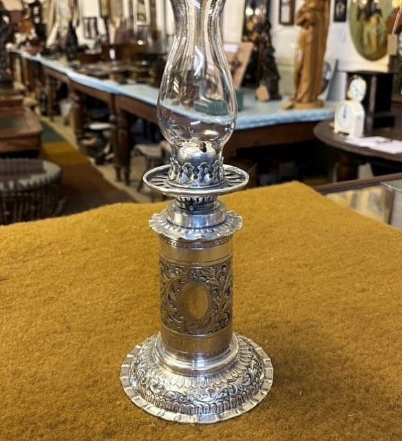 Arts & Crafts Period Silver Plated Oil Lamp by Hukin & Heath B/ham & London