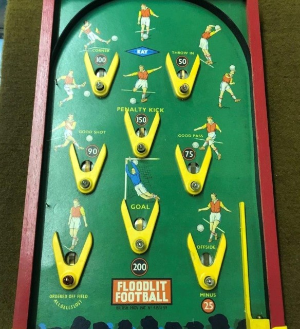 Vintage Table Top "Floodlit Football" Pinball Game ﻿Made by Kay England
