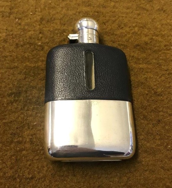 Vintage Silver Plated and Leather Whisky Flask by J Dixon & Sons