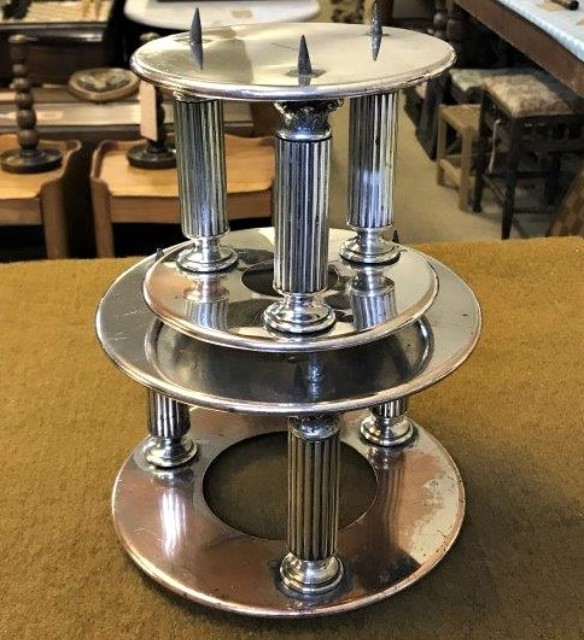 Pair of Round Silver Plated Cake Tier Separators Andrew Collie Ltd Grocers Aberdeen, Cults, Ballater & Braemar