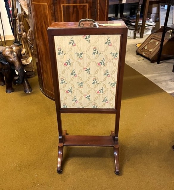 Antique Mahogany Adjustable Fire Screen