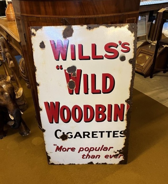 Vintage Enamel Will's Wild Woodbine Cigarettes Sign
