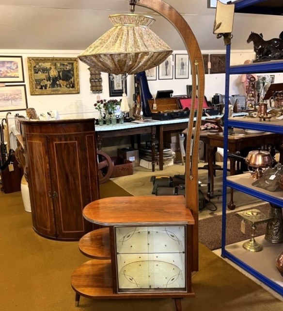 Mid Century Walnut Cocktail Cabinet / Floor Light by Wilhelm Krechlok Kg