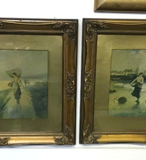 Vintage Pair of Prints "The Fisherman's Daughter" by Eugene Joseph McSwiney ABWS (1866–1936)