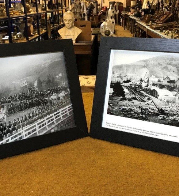 Pair of Photo Prints The Construction and Opening of The Royal Bridge Ballater 1885.