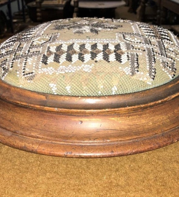 Walnut Footstool Beaded Covers