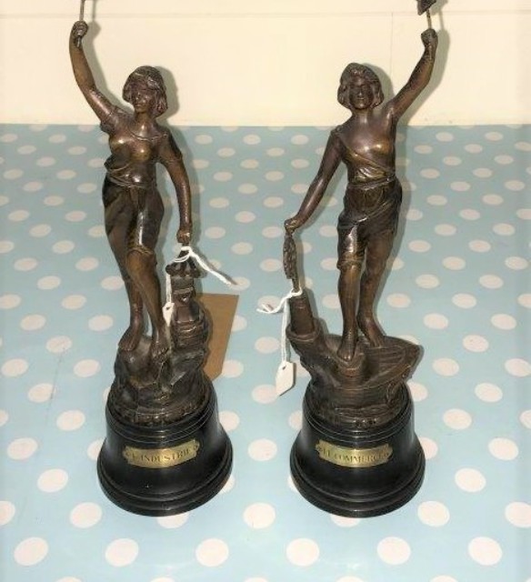 Pair French Spelter Figures