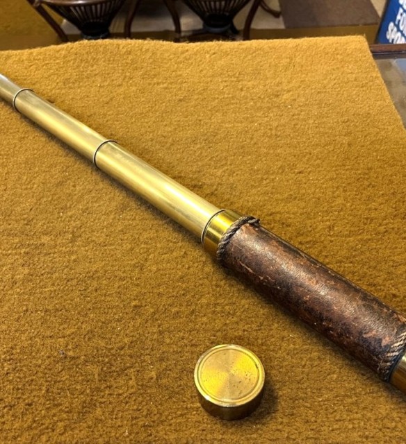 Antique Leather and Brass 3 Draw Telescope