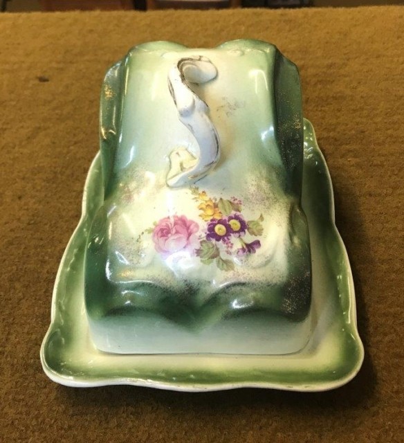 Antique Cheese Dish Floral Pattern