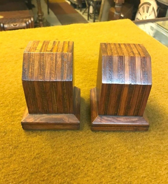 Vintage Pair of Laminated Wood Book Ends