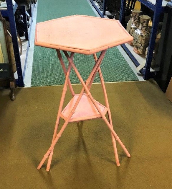 Pink Bamboo Tripod Occasional Table