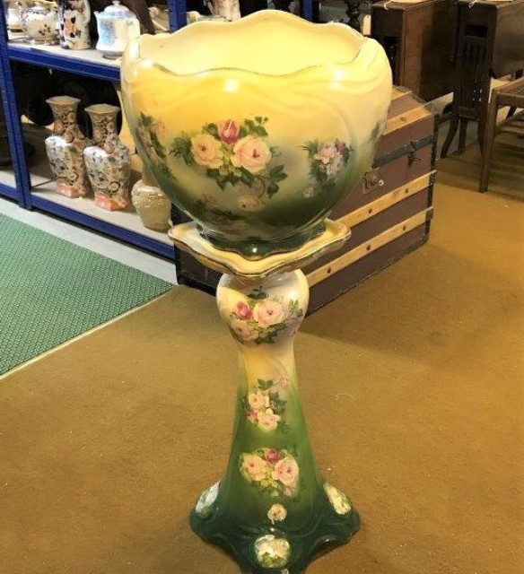 Ceramic Jardiniere and Stand