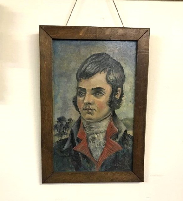 Vintage Oil Painting of Robert Burns Signed H R Wilson (After the Original by Alexander Nasmyth in 1787)