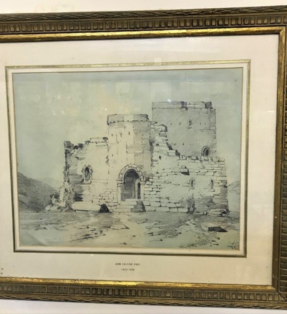 Drawing of Keep/Fort Signed John Callow RWS