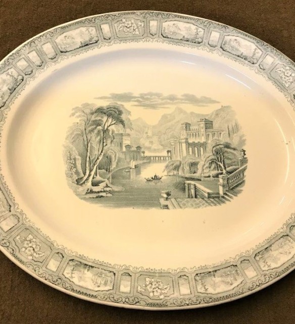 Antique Chinese Grey White Serving Platter