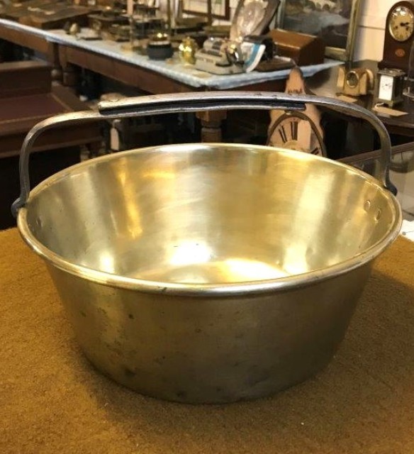 Antique Brass Berry Pan with Wrought Iron Handle