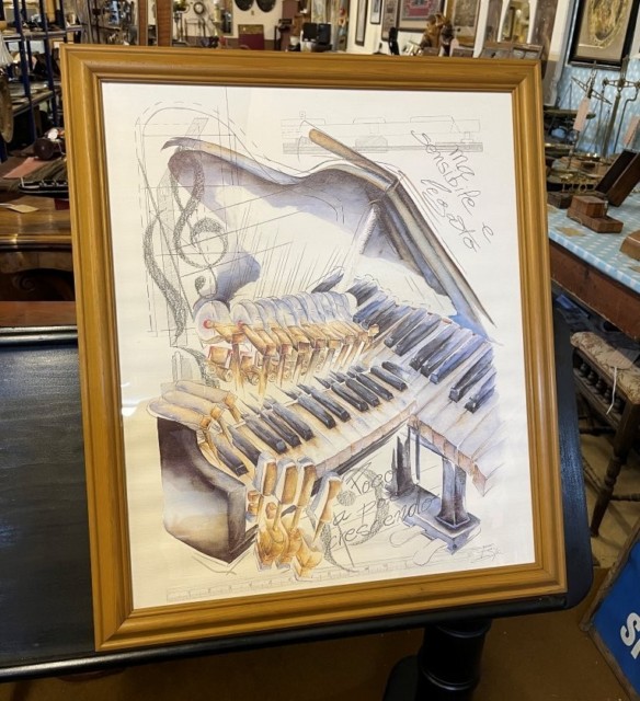 Vintage Print "Piano Destruction" With Notes "Poco a Poco Crescendo" (Little by Little) and "Ma Sensible e Legato" (Smoothly).