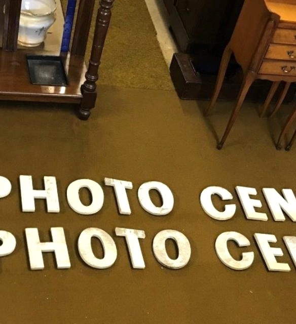 Wooden Shop Sign Letters THE PHOTO CENTER (2 Sets)