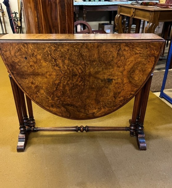 Victorian Oval Burr Walnut Sutherland Table