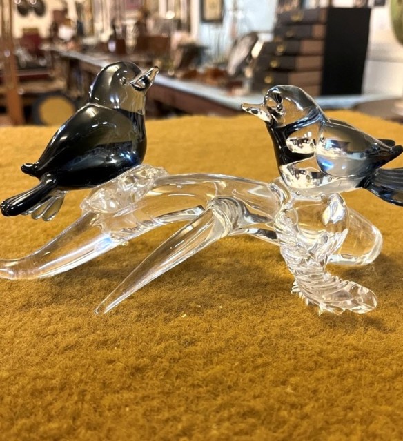 Vintage Murano Art Glass Birds on a Branch Signed Pino Signoretto